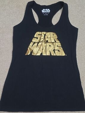 Star Wars Black Racerback Tank with Gold Logo